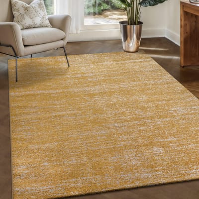Muratap Relax oslo laagpolig effen vloerkleed modern tapijt geel goud- 400x500 cm