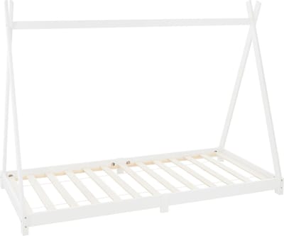 Kinderbed Tipi 90x200 cm wit gemaakt van dennenhout Houten bed met lattenbodem ML design