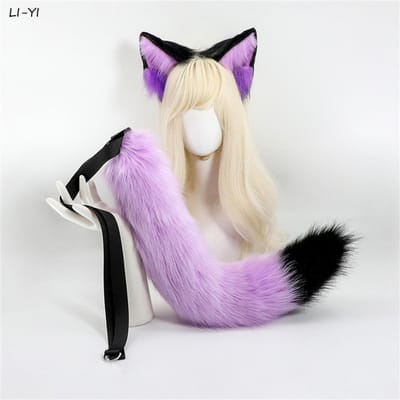 2 Stuks/Set Pluche Vos Dier Oor Haarband Dier Staart Veelkleurige Vos Staart Cosplay Performance Accessoires Cosplay Accessoires Set ear tail