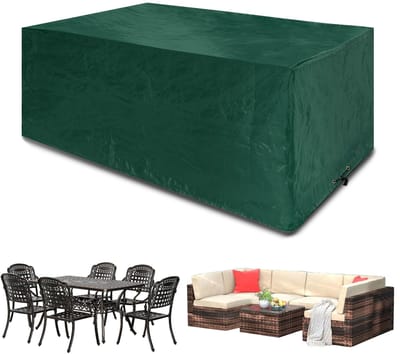 Allecto - Tuinmeubelhoezen - Waterdichte hoezen - Bescherming tegen weersinvloeden - Groen - Voor tuintafel en stoelen - Ideaal voor buitengebruik ..