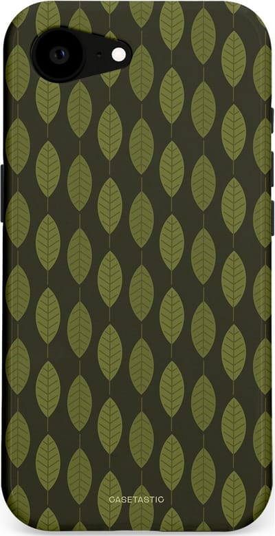 Casetastic hoesje geschikt voor Apple iPhone 16e / Apple iPhone 17e - MagSafe - Dubbellaagse bescherming - Donkergroene Bladerendek - Fashion Case - Zwart Donkergroen