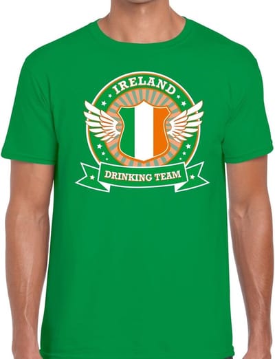 Groen Ireland drinking team t-shirt groen heren - Ierland kleding S