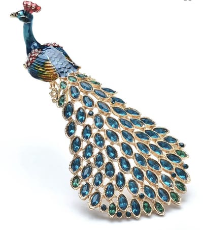 N3 Collecties Grote Luxe Emaille Pauw Broches Voor Vrouwen-Blauw