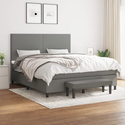 vidaXL - Boxspring - met - matras - stof - donkergrijs - 160x200 - cm