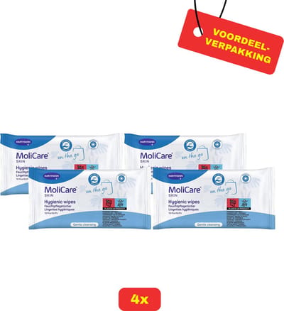 4x Molicare Skin Vochtige Doekjes - 4x 50 stuks - Voordeelverpakking!