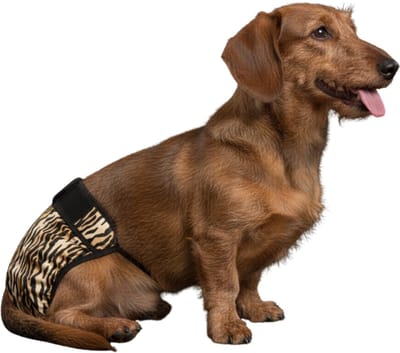 Loopsheidbroekje hond - tijger - maat M - voor middelgrote honden - herbruikbaar - hondenbroekje - hondenluier - loopsheid - ongesteldheid - voorkomt ongewenste zwangerschappen bij teefjes - milieuvriendelijk - verantwoord - perfecte pasvorm