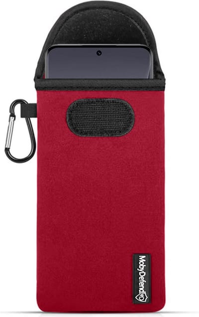 MobyDefend Hoesje - Geschikt voor Xiaomi 13 Pro - Neopreen Pouch Met Karabijnhaak - Insteek - Riemlus - Rood