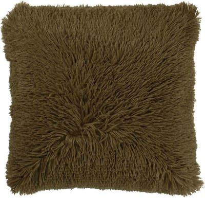 Dutch Decor FLUFFY - Kussenhoes 45x45 cm - superzacht - effen kleur - Military Olive - groen - met rits - zonder binnenkussen