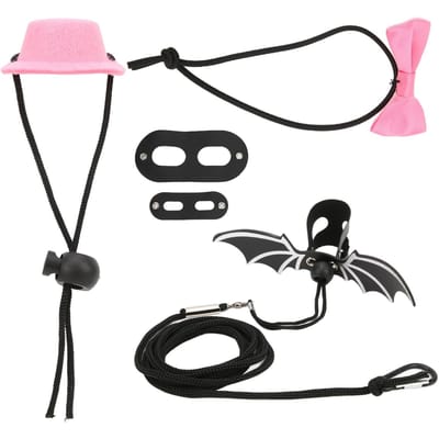Harnais et Laisse pour Reptile Réglable Corde de Traction pour Lézard Chapeau Nœud Papillon Ensemble pour Petits Animaux de Compagnie(Ensemble Chapeau Rose Laisse S) S 8.9 X 1.5in rose