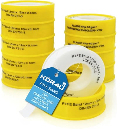 10 x Teflon tape DVGW voor gas en water - PTFE afdichtband voor schroefdraad