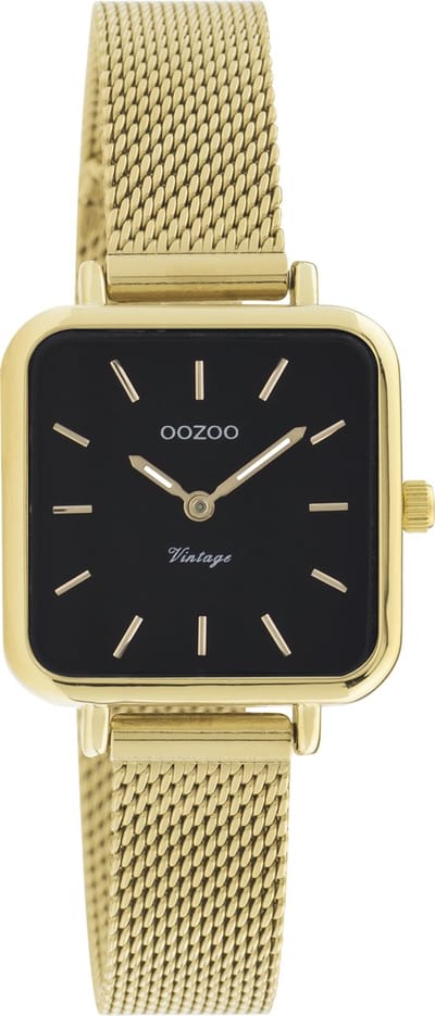 OOZOO Vintage series - goudkleurige horloge met goudkleurige metalen mesh armband - C20264