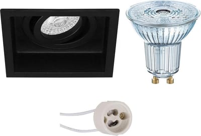 LED Spot Set - LEDVANCE Parathom PAR16 940 36D - Pragmi Domy Pro - GU10 Fitting - Dimbaar - Inbouw Vierkant - Mat Zwart - 3.4W - Natuurlijk Wit 4000K - Verdiept - Kantelbaar - 105mm