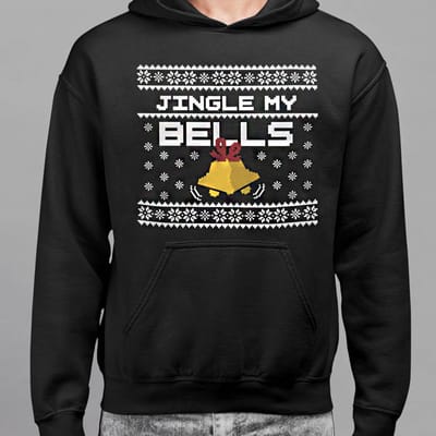 Foute Kerst Hoodie Zwart Jingle My Bells XS - Uniseks Pasvorm - Kerstkleding Voor Dames & Heren