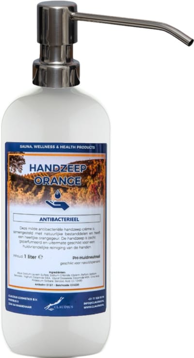 Handzeep Orange 1 liter - met gratis RVS zilverkleurige pomp