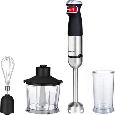 Krachtige Staafmixer 1200W met Hakmolen en Garde - RVS Blad