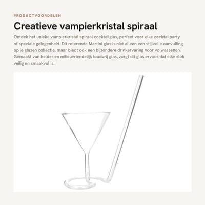 Dailygoods- Cocktailglas Roterend - Martini Glas - Whiskyglas - Wijnglas - Lange Cocktailglas - Transparant Loodvrij Glas