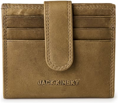 Jack Kinsky Aruba Portemonnee RFID-bescherming Leer 10 cm - Jongens - Horizontaal - oliv