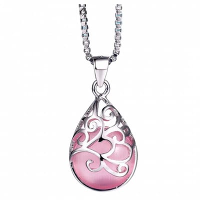 Ketting Juliette zilver roze hangertje - Charme Bijoux