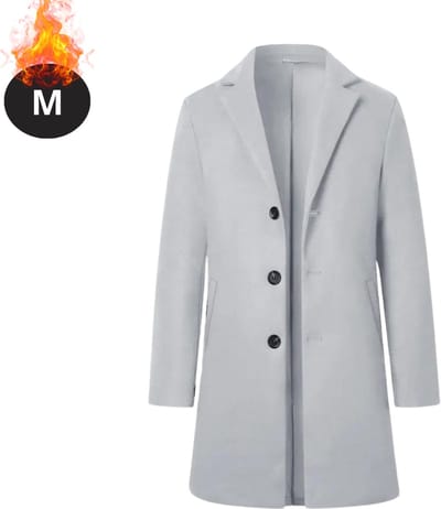 Livano Winterjas - Trenchcoat - Heren - Winter - Herfstjas - Volwassen - Stijlvol - Knopen - Lichtgrijs - M
