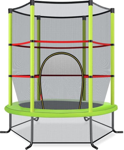 COSTWAY 165 cm Tuintrampoline met Veiligheidsnet Trampoline tot 135KG Belasting voor Kinderen Vanaf 3 Jaar Groen