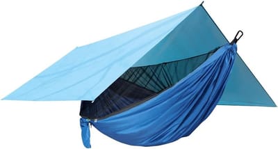 Hangmat met luifel - Kampeeruitrusting - Buiten ontspannen - Snel op te zetten - 290x290cm - Geel