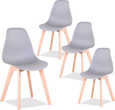 SteeFly® Luxe eetkamerstoelen - Set van 4 design stoelen - Ergonomisch comfort - Zwart met hout onderstel - Zithoogte: 43cm