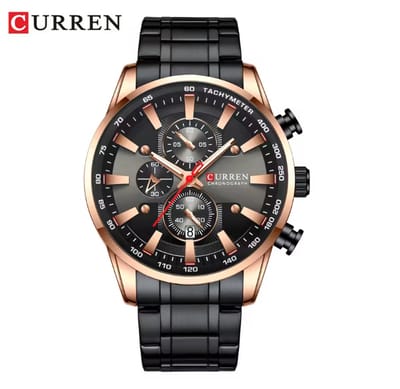 CURREN Horloge 8351 - Rosékleurig-Zwart – Heren - Quartz - Kalender - Stalen Band - Luxe en Elegant