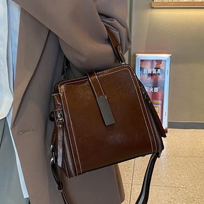 Modieuze Echt Leren Dames Tas Crossbody Tas voor Dames Nieuwe Retro Veelzijdige Schoudertas High-end Forens Handtas gray