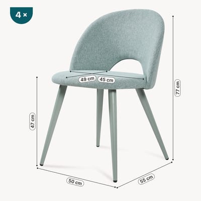 Eetkamerstoelen Karijo set van 4 stof 77x50x55 cm lichtgroen [en.casa]