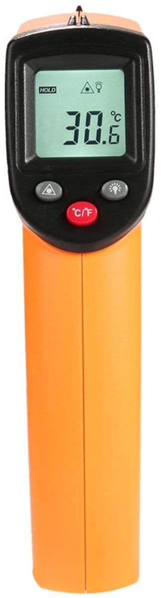 TOVBMUP Infraroodthermometer - Niet-contact Temperatuurmeter -50°C tot 400°C - LCD Display met Laser - Geschikt voor Industrie en Huishoudelijk Gebruik - Kunststof Behuizing - Afmetingen 14,50 x 8,00 x 3,50 cm