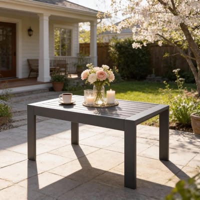 Aluminium Koffietafel - Buiten Salontafel - Terras Gebruik - All-Weather Frame - 110 x 62 x 41 cm - Diepgrijs