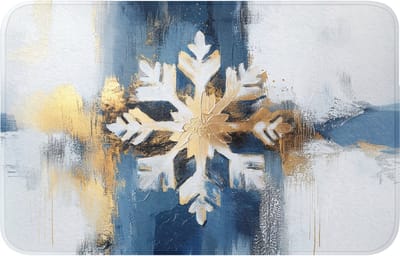 Badmat 80x50 cm - Antislip - Abstract - Winter - Sneeuwvlok - Sneeuw - Goud - Badmatten voor badkamer - Badkamermat - Douchemat - Badkamer mat