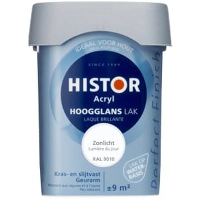 Histor Perfect Finish Lak Acryl Hoogglans 0,75 liter - Zonlicht (Ral 9010)
