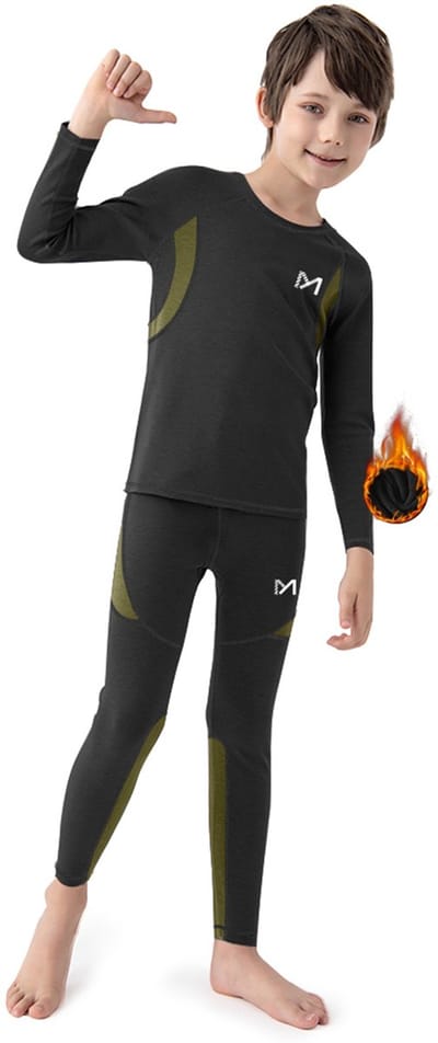 MEETHOO Thermokleding Kinderen Set - Thermoshirt en Thermobroek - Thermo Ondergoed Kinderen - Skikleding Kinderen-Zwart-S