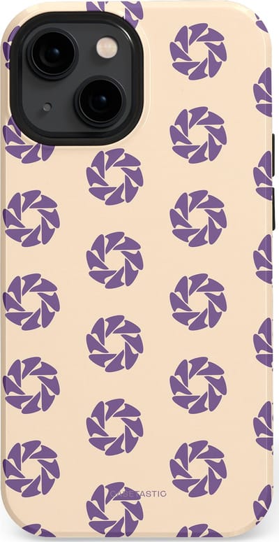 Casetastic hoesje geschikt voor Apple iPhone 13 mini - MagSafe - Dubbellaagse bescherming - Paarse Cirkels op het Zand - Fashion Case - Crème Lavendel Zilver