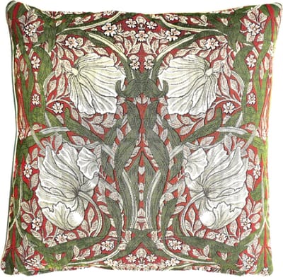 Kussenhoes - Kunst - Luxe gobelinstof - Pimpernel en Thyme - Rood - William Morris - 45 x 45 cm