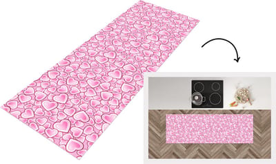 Keukenloper - Loper keuken - Meiden - Hartjes - Roze - Patronen - 150x50 cm - Keukenloper vinyl