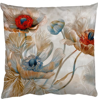 Sierkussens - Kussentjes Woonkamer - 50x50 cm - Bloemen - Beige - Modern - Illustratie