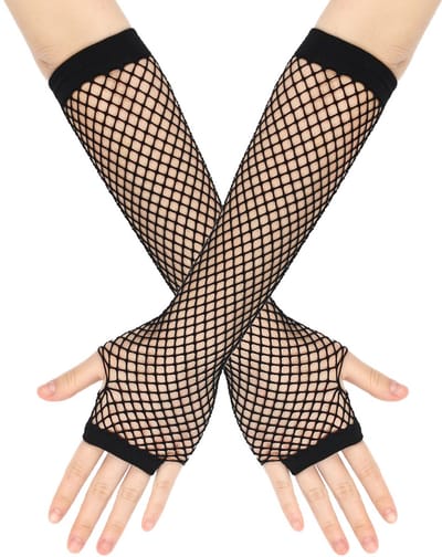 Zwarte Visnet handschoenen Gothic Stijl – Vingerloos – Rock, Punk of Halloween Accessoire Gothic Vingerloze Nethandschoenen – Zwarte Retro Handschoenen voor Festival of Kostuum