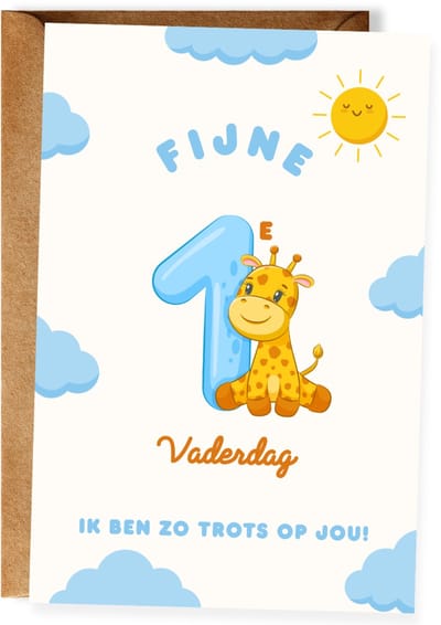 Fijne eerste Vaderdag - Vaderdagkaart - Lieve kaart eerste Vaderdag - Vaderdagcadeau nieuwe papa - Wenskaart vader - Ansichtkaart (10x15 cm incl. envelop)