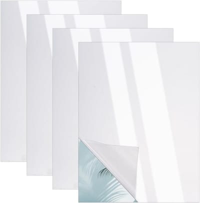 4 Stuks 2-Weg Spiegelglas 40 x 30 cm - Rechthoekige Zelfklevende Acrylspiegelplaten voor Wanddecoratie en Creatieve Projecten