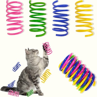 Daity 16 stuks - Veerspeelgoed voor katten - spiraalveren voor katten - geschikt voor binnenkatten - felgekleurde en duurzame plastic veerringen - perfect om katten aan te moedigen om te spelen - springen - een interactief speeltje.
