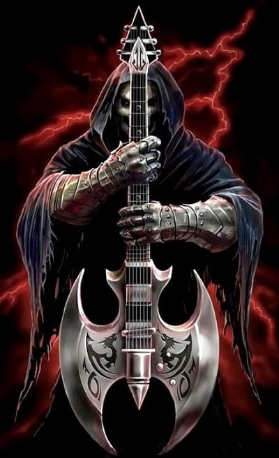 Heavy metal - Gitaar Skull - Anne Stokes - Diamond Painting - 50x65 - ronde steentjes