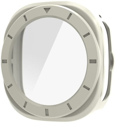 Watch case screenprotector - hoesje - gehard glas - geschikt voor Samsung Galaxy Watch Ultra (47 mm) - gebroken wit