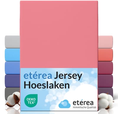 etérea Jersey Hoeslaken 90x200 - 100x200 cm Oekotex Made in Green - 100% katoen - Roze