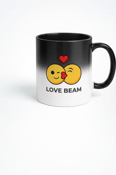 Magische Mok 'Love Beam' met Kus Emojis en Hart - Thermo Kleurveranderende Liefdes Mok