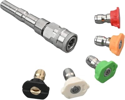 Hogedrukreiniger adapter 1/4 inch - roestvrij staal - met 5 spuitmonden - ideaal voor NILFISK hogedrukreinigers - ShopVlot