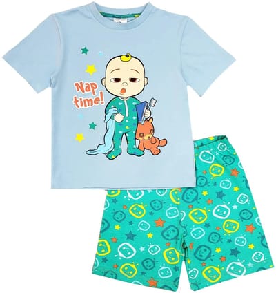 Cocomelon Shortama - Blauw - Pyjama - maat 80/86 - Korte broek en t-shirt - 100% katoen