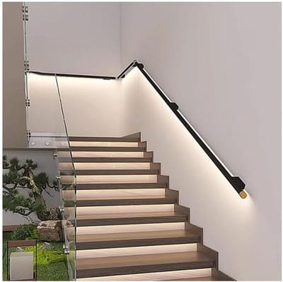 LED Trapleuning - Wandmontage Leuning - Veiligheid Binnen - Geïntegreerde Sensorverlichting - 40cm Lengte - Zwart