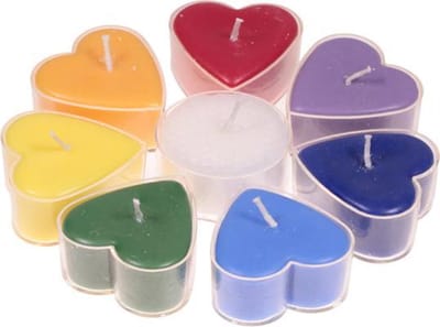 Hartvormige geurkaarsjes stearine chakra (4x2 cm) - Fair Trade